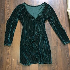 velvet green wrap dress